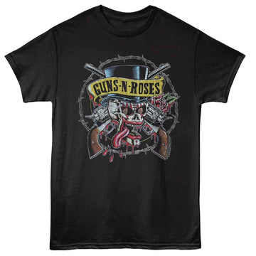 Guns N Roses-Gnr Clown Skull And Pistols-Black Adult S/S T-Shirt - Black