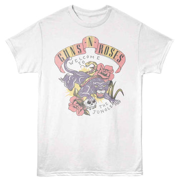 Guns N Roses-Gnr Tattoo Style Jungle-White Adult S/S T-Shirt - White