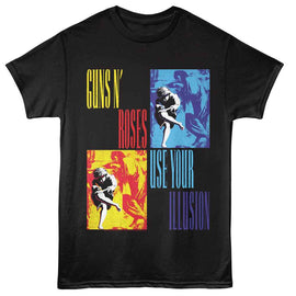 Guns N Roses-Gnr Use Your Illusion-Black Adult S/S T-Shirt - Black