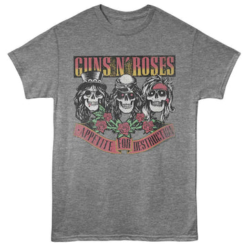 Guns N Roses Appetite Skulls Graphite Heather Adult T-Shirt