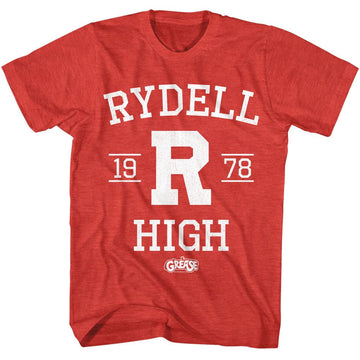 Grease-Grease Rydell High-Red Heather Adult S/S T-Shirt - Red Heather