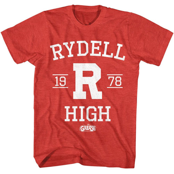 Grease-Grease Rydell High-Red Heather Adult S/S T-Shirt - Red Heather
