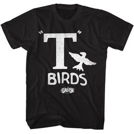 Grease-Grease T Birds-Black Adult S/S T-Shirt - Black