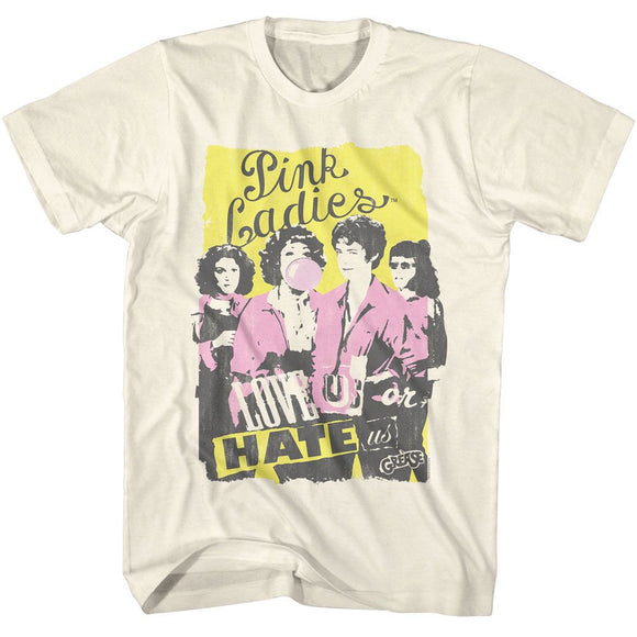 Grease-Grease Love Or Hate-Natural Adult S/S T-Shirt - Natural