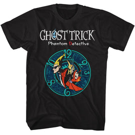 Ghost Trick-Ghost Trick Characters And Clock-Black Adult S/S T-Shirt - Black