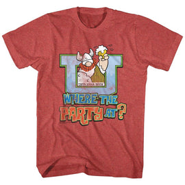 Hagar The Horrible-Where The Party At-Red Heather Adult S/S T-Shirt - Red Heather