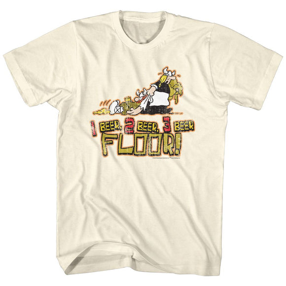 Hagar The Horrible-1 Beer 2Beer 3 Beer-Natural Adult S/S T-Shirt - Natural