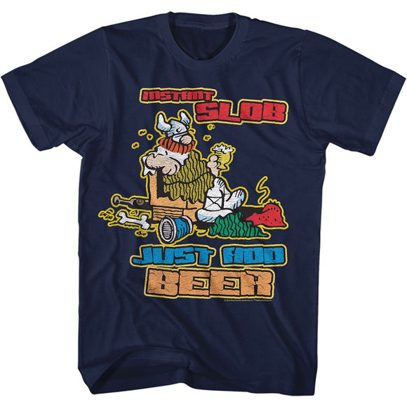 Hagar The Horrible-Instant Slob-Navy Adult S/S T-Shirt - Navy