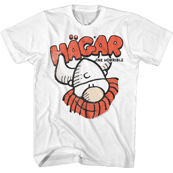 Hagar-Hagar Hagars Face-White Adult S/S T-Shirt - White