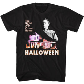 Halloween-Halloween Mike And House-Black Adult S/S T-Shirt - Black