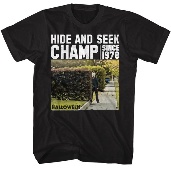 Halloween-Halloween Hide And Seek Bushes-Black Adult S/S T-Shirt - Black