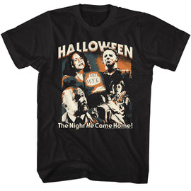 Halloween-Halloween Five Photo Collage-Black Adult S/S T-Shirt - Black