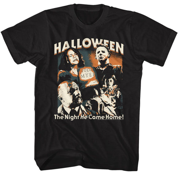 Halloween-Halloween Five Photo Collage-Black Adult S/S T-Shirt - Black