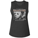 Halloween-Halloween Logo And Photo-Charcoal Ladies Muscle Tank-S - Charcoal