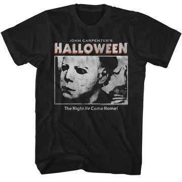 Halloween-Halloween Logo And Photo-Black Adult S/S T-Shirt - Black