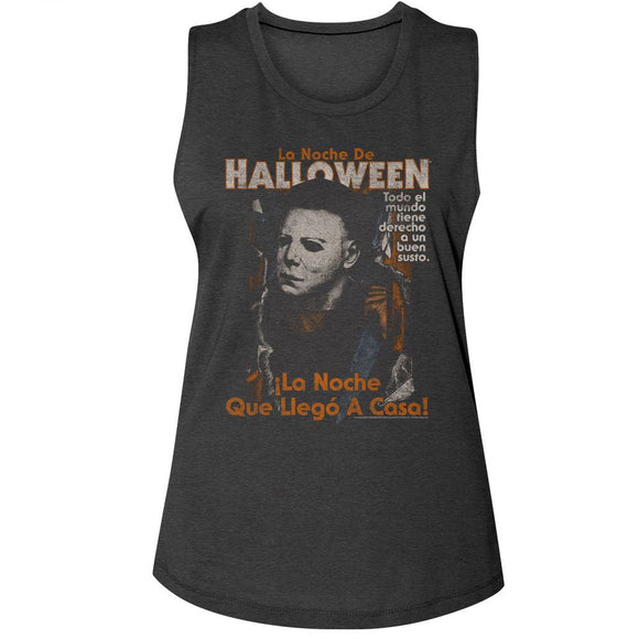Halloween-Halloween Spanish Poster-Charcoal Ladies Muscle Tank-S - Charcoal