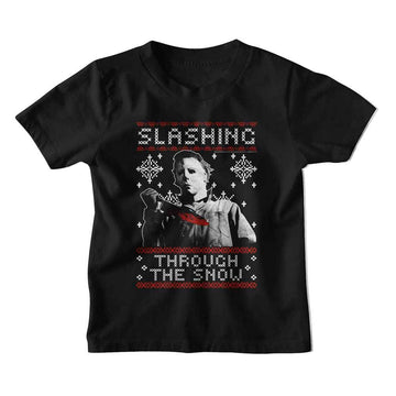 Halloween-Halloween Slashing Thru The Snow-Black Toddler S/S T-Shirt-4T - Black