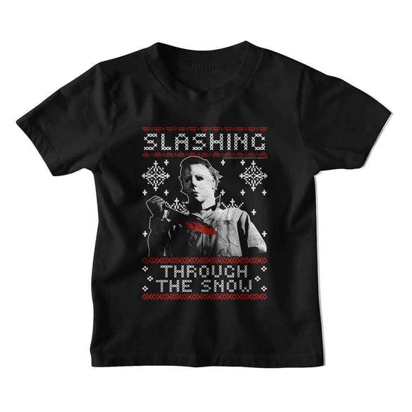 Halloween-Halloween Slashing Thru The Snow-Black Toddler S/S T-Shirt-4T - Black