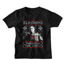 Halloween-Halloween Slashing Thru The Snow-Black Youth S/S T-Shirt (7-8) - Black