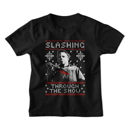 Halloween-Halloween Slashing Thru The Snow-Black Toddler S/S T-Shirt-3T - Black