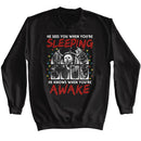 Halloween-Halloween Sees You When Youre Sleeping-Black Adult L/S Sweatshirt-S - Black