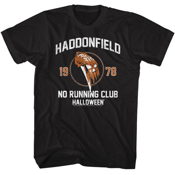 Halloween-Halloween No Running Club-Black Adult S/S T-Shirt - Black