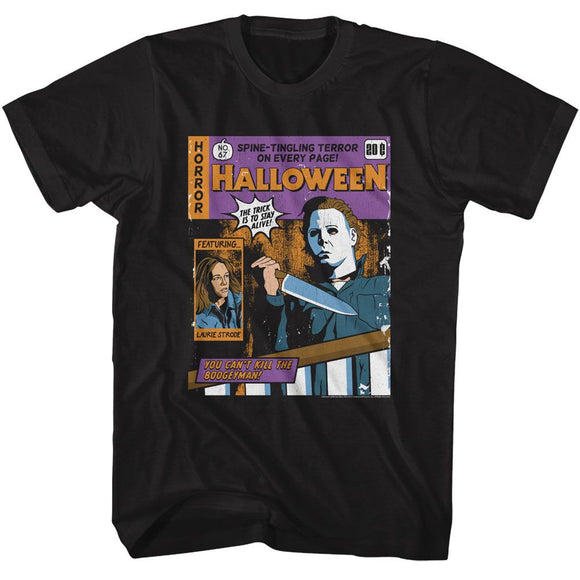 Halloween-Halloween Horror Comic-Black Adult S/S T-Shirt - Black