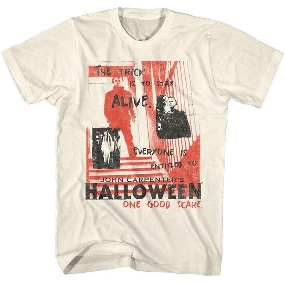 Halloween-Halloween One Good Scare Handwritten-Natural Adult S/S T-Shirt - Natural