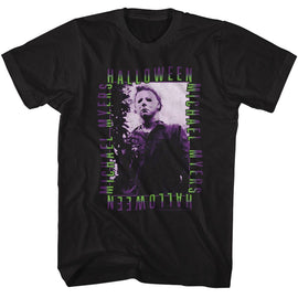 Halloween-Halloween Repeat Gradient Text-Black Adult S/S T-Shirt - Black