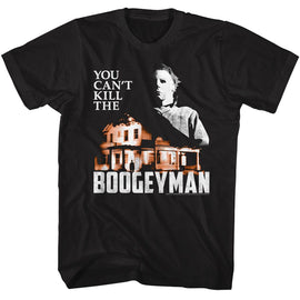 Halloween-Halloween Boogeyman House-Black Adult S/S T-Shirt - Black