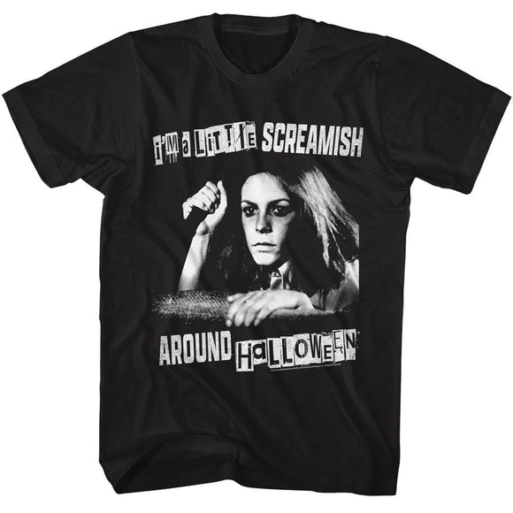 Halloween-Halloween A Little Screamish-Black Adult S/S T-Shirt - Black