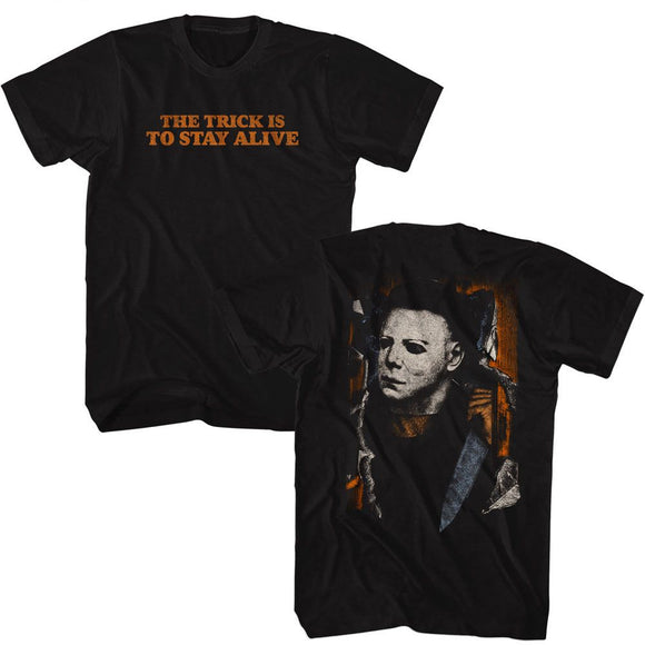 Halloween-Halloween Michael Break Through Front And Back-Black Adult S/S T-Shirt ***F&B***-S - Black