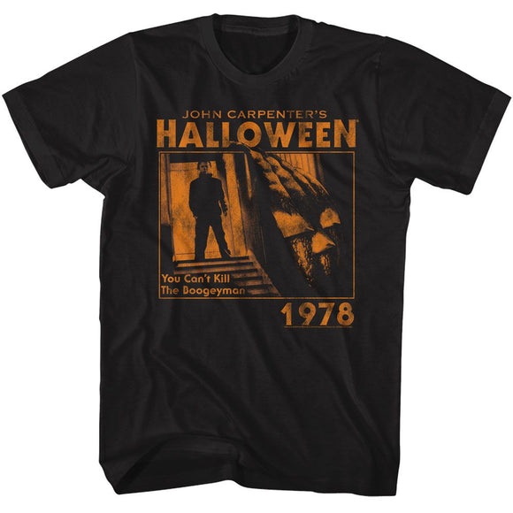 Halloween-Halloween Mike Pumpkin 78-Black Adult S/S T-Shirt - Black
