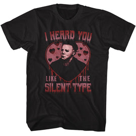 Halloween-Halloween Silent Type Heart-Black Adult S/S T-Shirt - Black