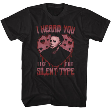 Halloween-Halloween Silent Type Heart-Black Adult S/S T-Shirt - Black