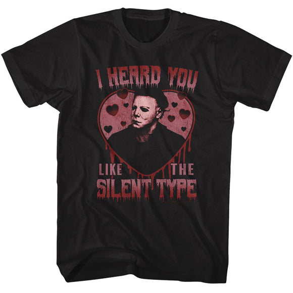 Halloween-Halloween Silent Type Heart-Black Adult S/S T-Shirt - Black