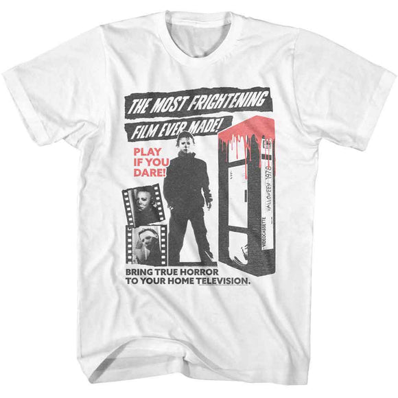 Halloween-Halloween Frightening Film-White Adult S/S T-Shirt - White