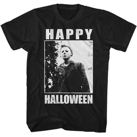 Halloween-Halloween Happy-Black Adult S/S T-Shirt - Black