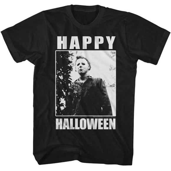Halloween-Halloween Happy-Black Adult S/S T-Shirt - Black