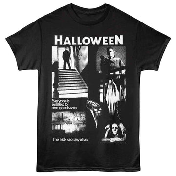 Halloween-Halloween One Good Scare Collage-Black Adult S/S T-Shirt - Black