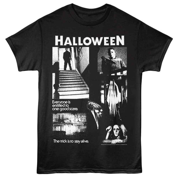 Halloween-Halloween One Good Scare Collage-Black Adult S/S T-Shirt - Black