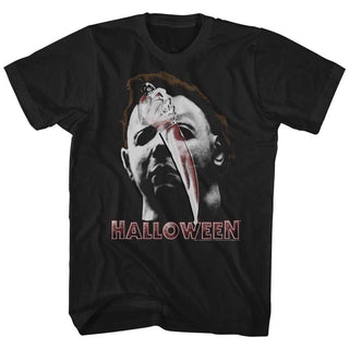 Halloween Mask And Knife Adult T-Shirts