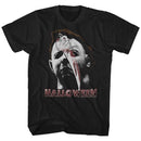Halloween-Mask And Knife-Black Adult S/S T-Shirt - Black