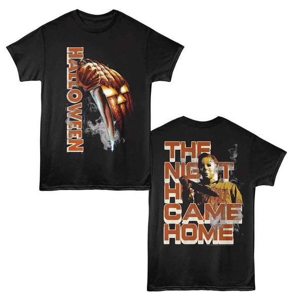 Halloween-Halloween Pumpkin Knife Smoking F B-Black Adult S/S T-Shirt ***F&B***-S - Black