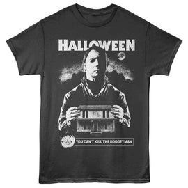 Halloween-Halloween Myers W Front Of House-Smoke Adult S/S T-Shirt - Smoke