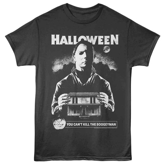 Halloween-Halloween Myers W Front Of House-Smoke Adult S/S T-Shirt - Smoke