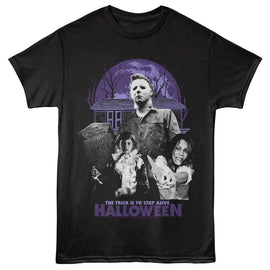 Halloween-Halloween Fullmoon-Black Adult S/S T-Shirt - Black