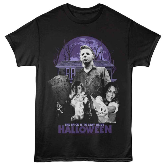 Halloween-Halloween Fullmoon-Black Adult S/S T-Shirt - Black