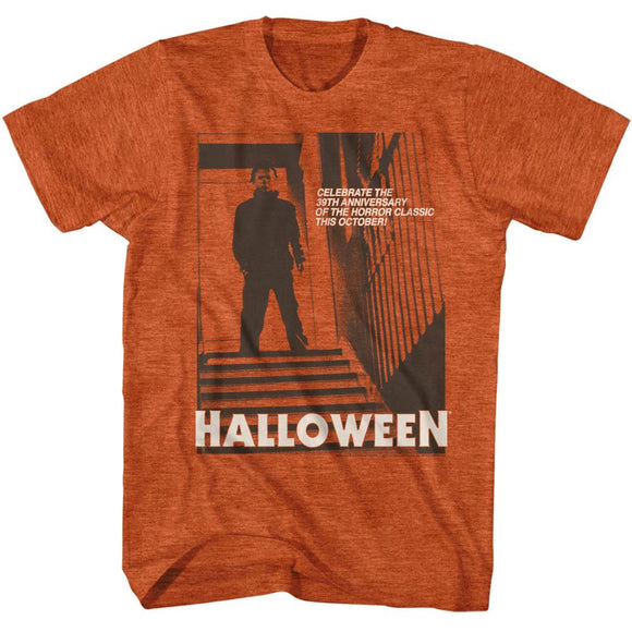 Halloween-Stairs2-Antique Orange Heather Adult S/S T-Shirt - Antique Orange Heather