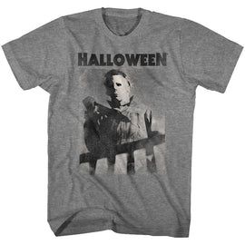 Halloween-Mikefade-Graphite Heather Adult S/S T-Shirt - Graphite Heather